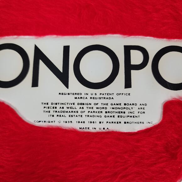 Vintage Monopoly Faux Fur Rug FAO Schwarz Vinyl Game Board 29"x29" 1960s 1970s - Picture 6 of 9